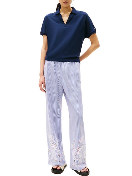 Polo donna blu in lyocell Tommy Hilfiger | WW0WW44512C1G